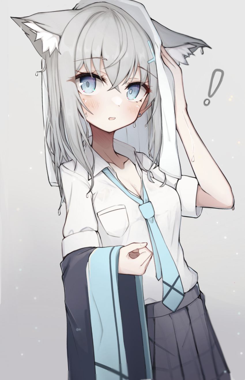 !, 1girl, animal_ear_fluff, animal_ears, blue_archive, blue_eyes, blue_necktie, breasts