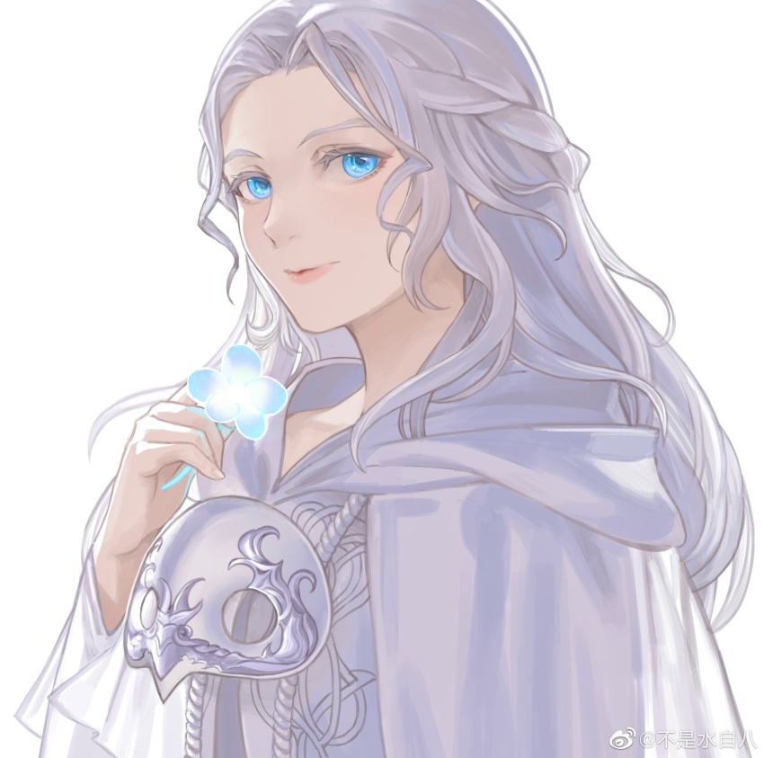 1girl, blue_eyes, blue_flower, braid, bushi_shui_zi_ba, chinese_commentary, commentary_request, elpis_flower