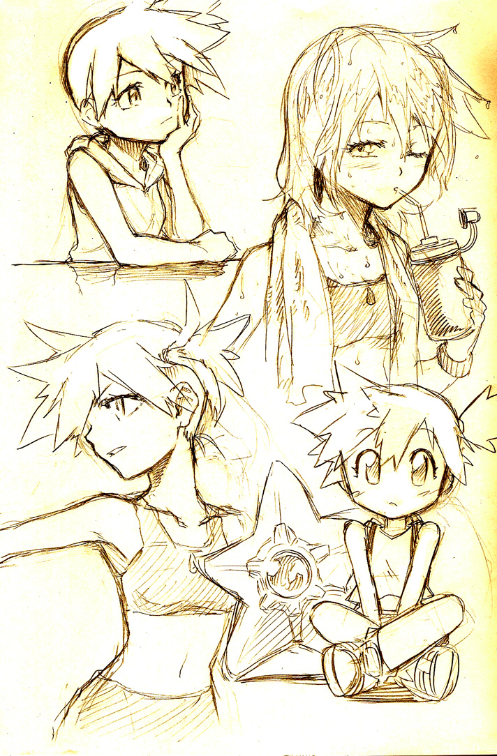 1girl, asymmetrical_hair, breasts, cowboy_shot, curvy, denim, denim_shorts, gen_1_pokemon