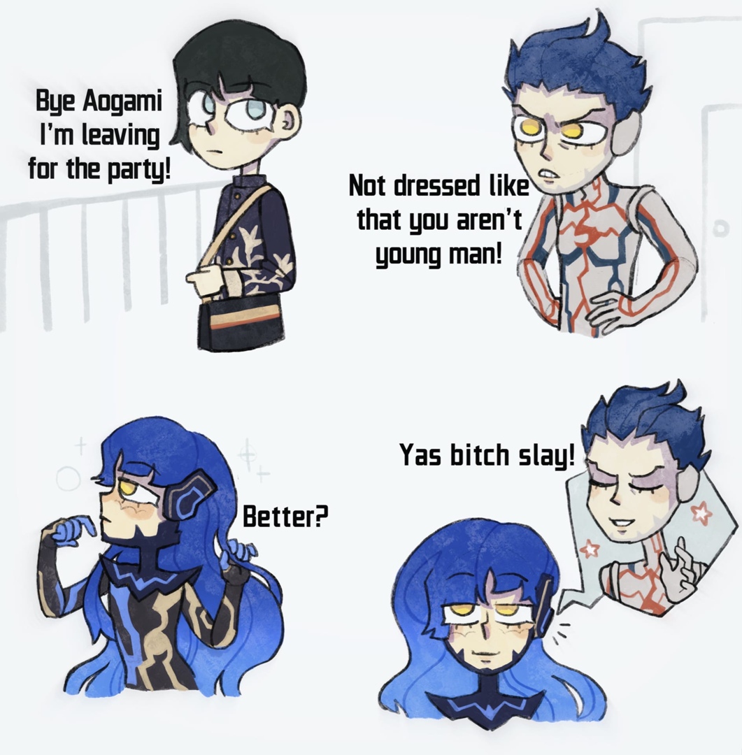 aogami_(megami_tensei), bag, english_text, meme, nahobino, protagonist_(smtv), ritsu34, school_uniform