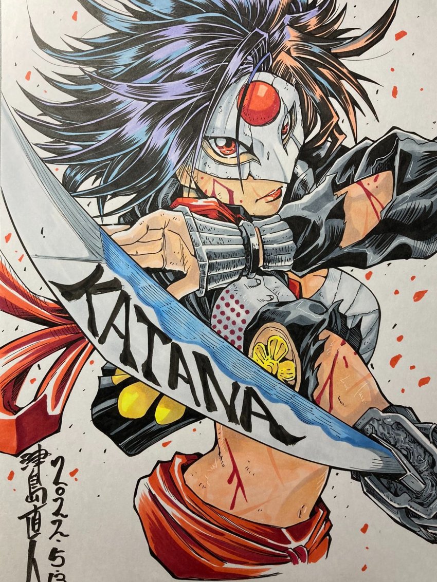 1girl, black_hair, black_jacket, blood, character_name, cuts, dated, dc_comics