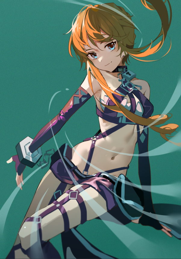 1girl, aqua_background, blonde_hair, blue_eyes, breasts, closed_mouth, collarbone, date_a_live