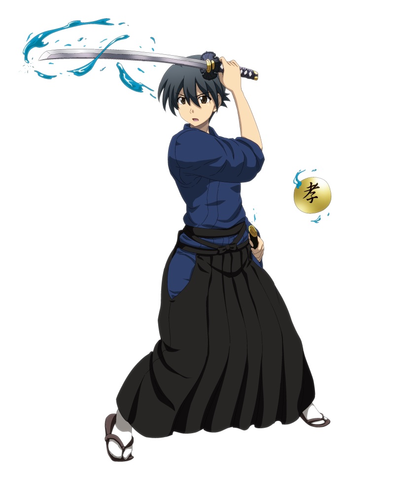 absurdres, clothing_cutout, highres, hip_vent, inuzuka_shino, inuzuka_shino_moritaka, itou_makoto_(school_days), katana