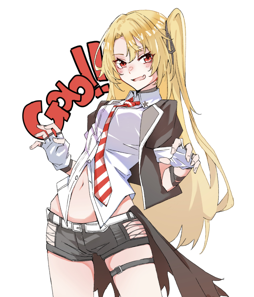 1girl, alternate_costume, azur_lane, belt, black_jacket, black_shorts, blonde_hair, blush