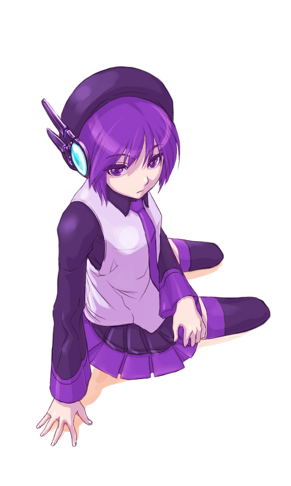 1girl, beret, female_focus, full_body, hat, headphones, metabo, metabo_(hata_kichi)