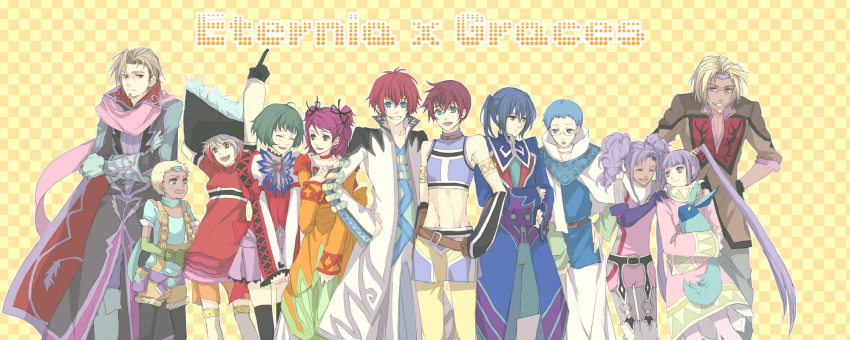 6+boys, 6+girls, asbel_lhant, asbel_lhant_(cosplay), bad_id, bad_pixiv_id, blue_shirt, brothers