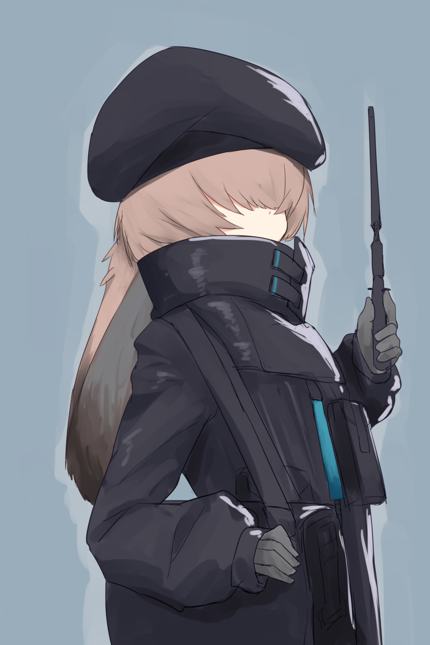 1girl, animal_ears, arknights, bag, beret, black_bag, black_hat, black_jacket