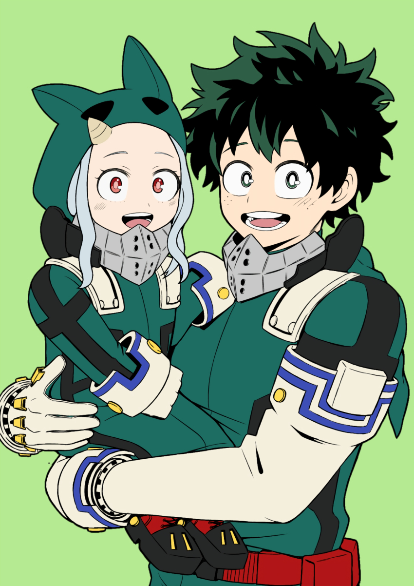 1boy, 1girl, absurdres, boku_no_hero_academia, cosplay, eri_(boku_no_hero_academia), gloves, green_hair