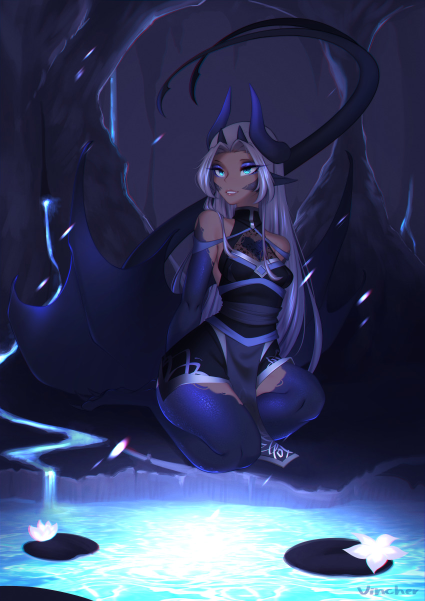 absurdres, dragon_girl, dragon_horns, highres, horns, japanese_clothes, kimono, mirra