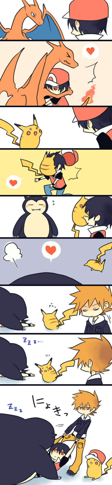 2boys, ^^^, baseball_cap, blue_oak, blue_oak_(pokemon_hgss), brown_eyes, brown_hair, charizard