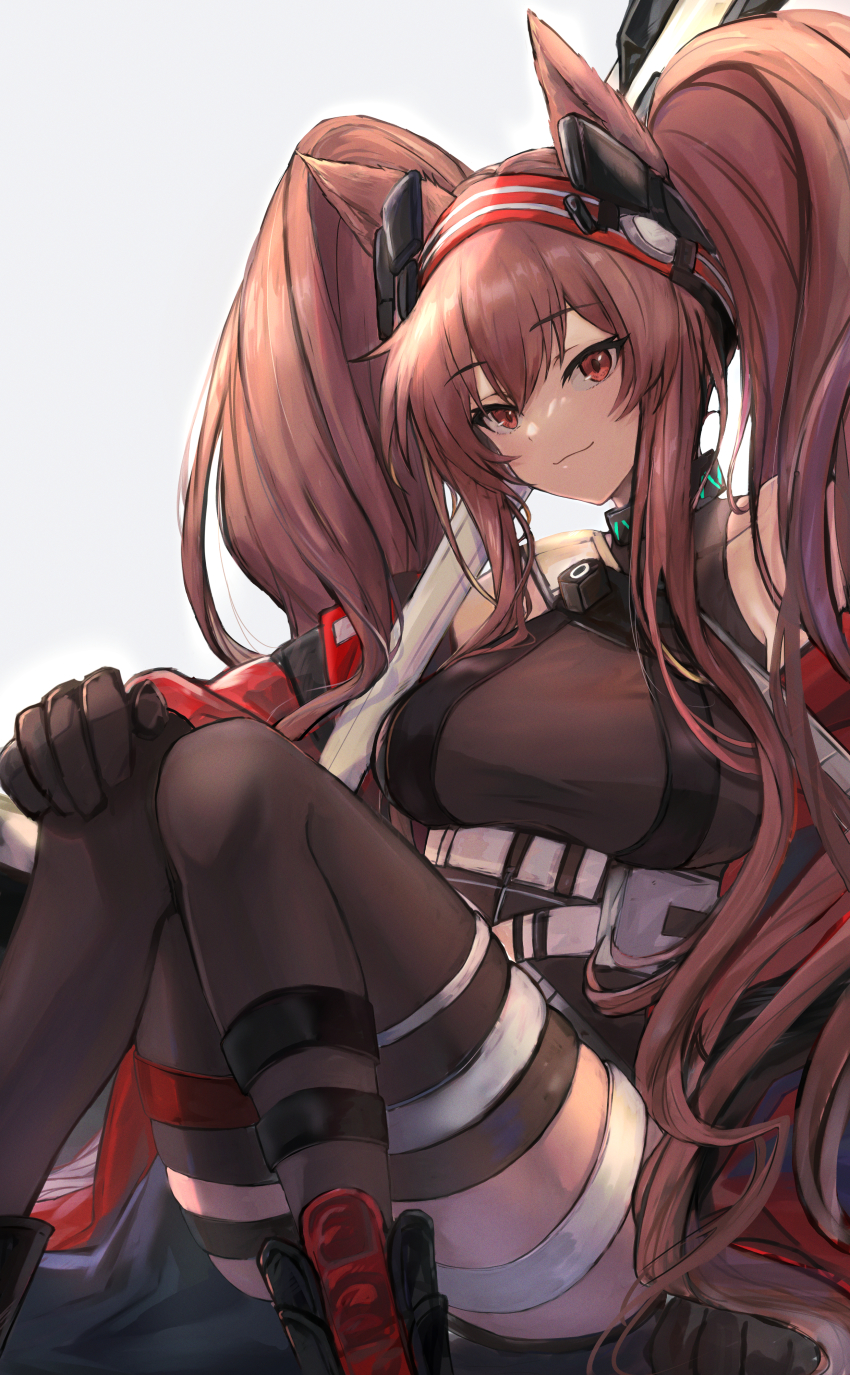 1girl, absurdres, angelina_(arknights), angelina_(distinguished_visitor)_(arknights), arknights, black_footwear, black_gloves, black_pantyhose