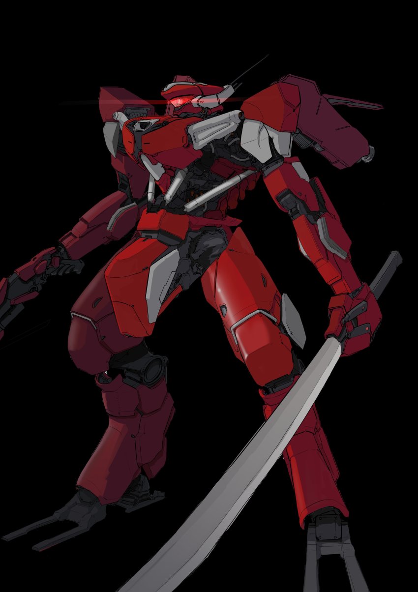 absurdres, black_background, commission, glasses1255, glowing, glowing_eye, gun, highres