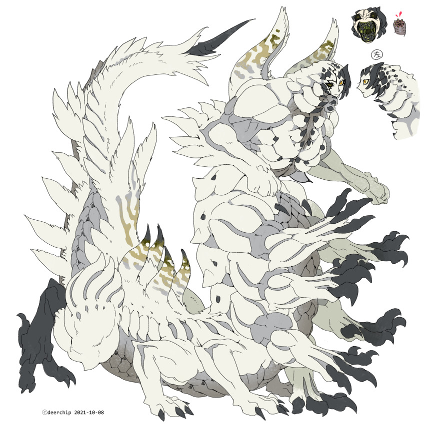 1boy, 2021, absurdres, animal_hands, black_sclera, claws, closed_mouth, colored_sclera