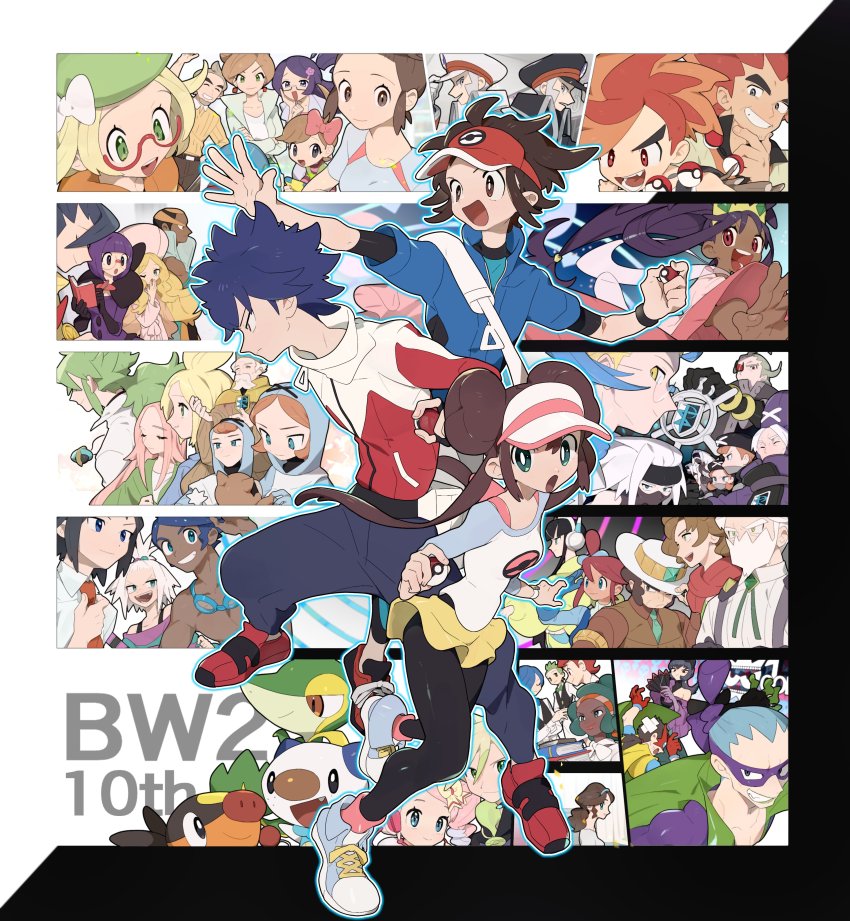 6+boys, 6+girls, :d, :o, absurdres, alder_(pokemon), anniversary, anthea_(pokemon)