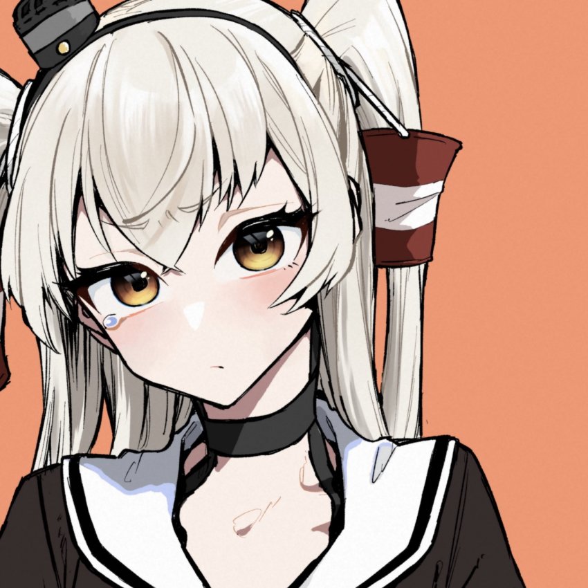 1girl, amatsukaze_(kancolle), brown_dress, brown_eyes, choker, dress, hair_tubes, hat