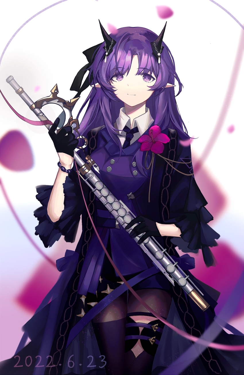 1girl, annnnq, arknights, black_coat, black_gloves, black_necktie, coat, commentary_request