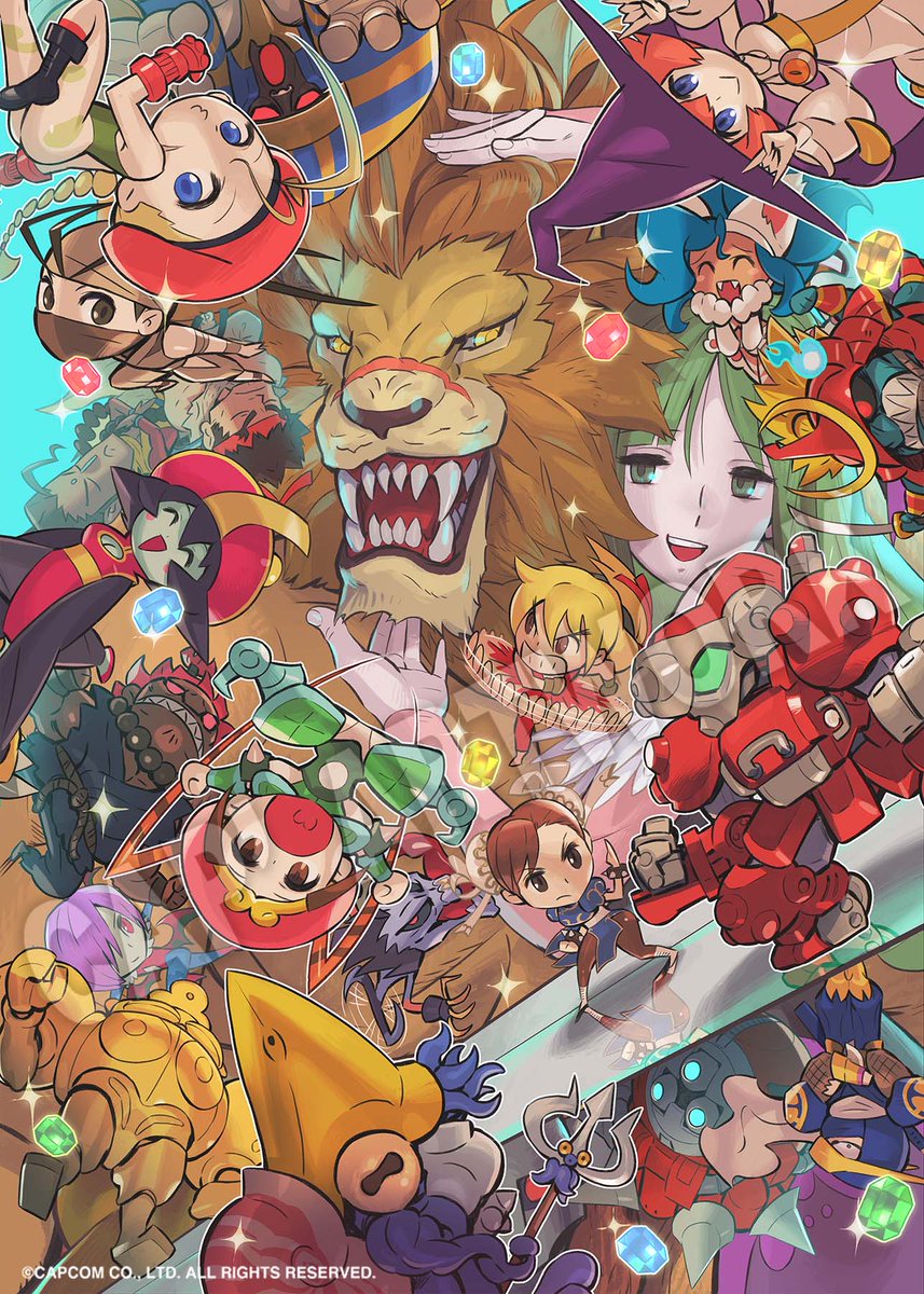 :>, :<, akuma_(street_fighter), anakaris, aqua_background, armor, bengus, beret