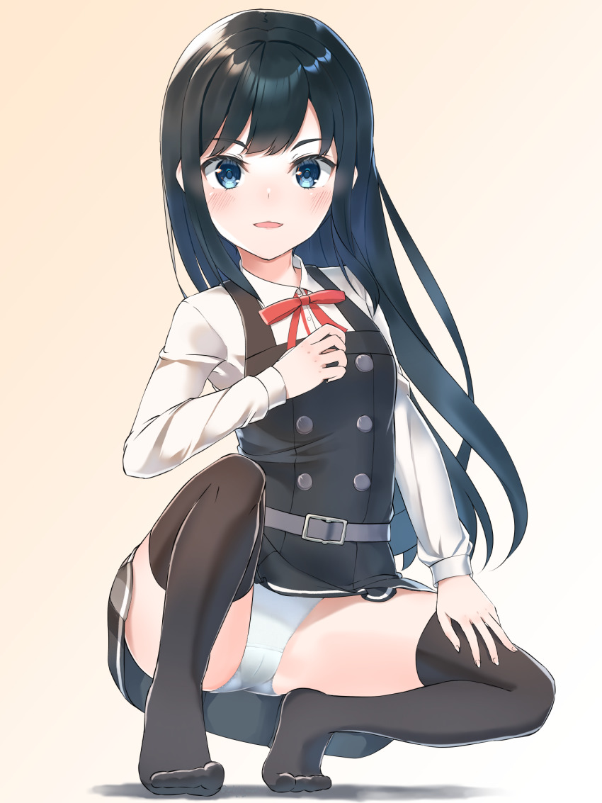 asashio_(kancolle), black_hair, black_thighhighs, blue_eyes, dress, highres, kantai_collection, long_hair