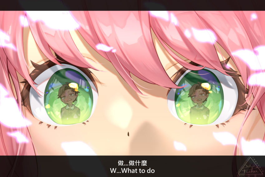 1girl, anya_(spy_x_family), artist_logo, black_hair, blush, close-up, damian_desmond, eden_academy_school_uniform