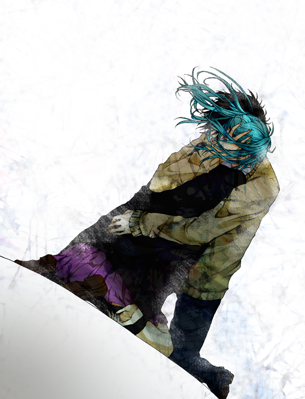 1boy, 1girl, 38page, aqua_hair, bad_id, bad_pixiv_id, black_hair, hatsune_miku