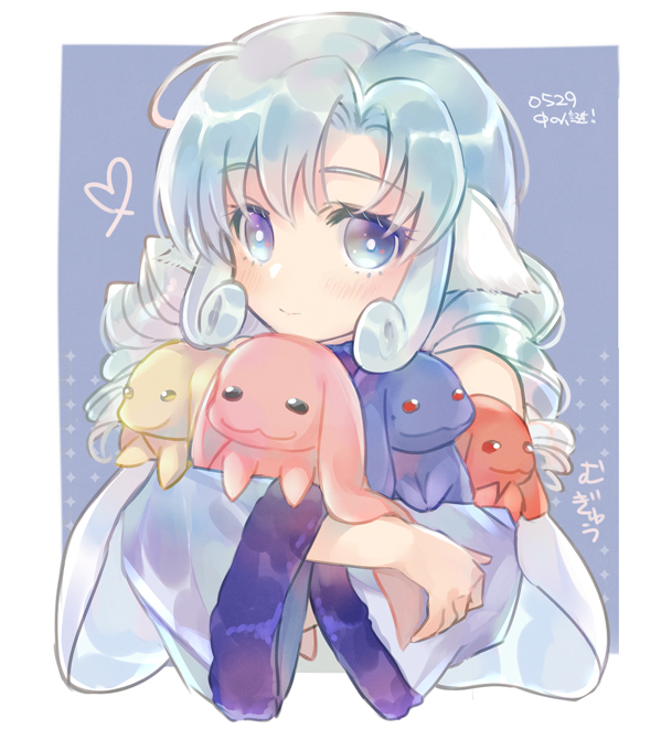 1girl, aged_down, animal_ears, aquaplus, blue_eyes, blue_hair, blush, bright_pupils