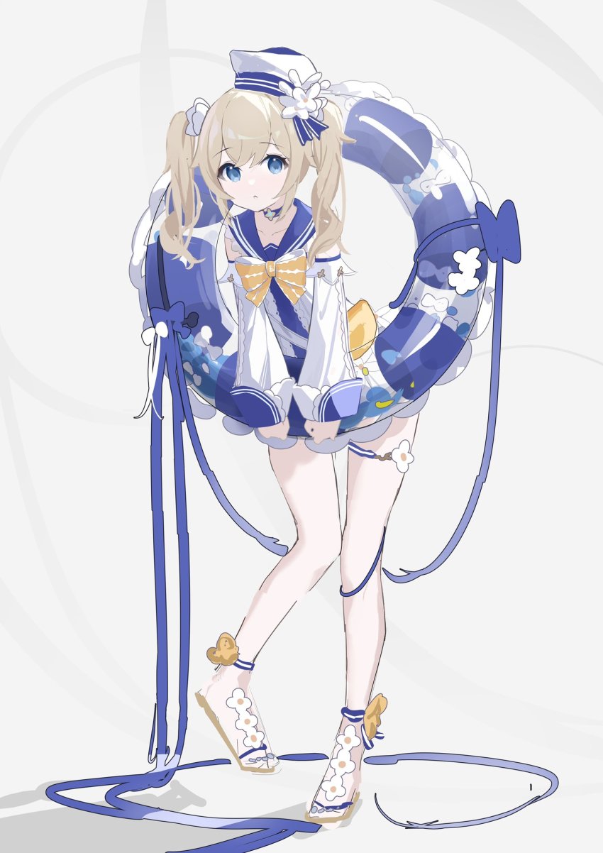 1girl, amiamie, bad_id, bad_twitter_id, barbara_(genshin_impact), barbara_(summertime_sparkle)_(genshin_impact), blonde_hair, blue_bow