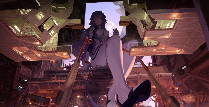 1girl, 6+boys, absurdres, alternate_hair_length, alternate_hairstyle, atomicxx, ayanami_rei, black_hair