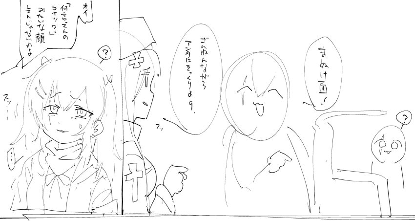 3girls, abonnu_(adooonnu), dummy_(girls'_frontline), girls'_frontline, highres, hk416_(girls'_frontline), multiple_girls, twitter