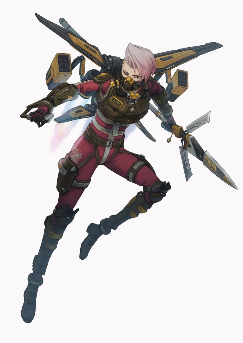 absurdres, animification, apex_legends, armor, black_footwear, bodysuit, breastplate, brown_eyes