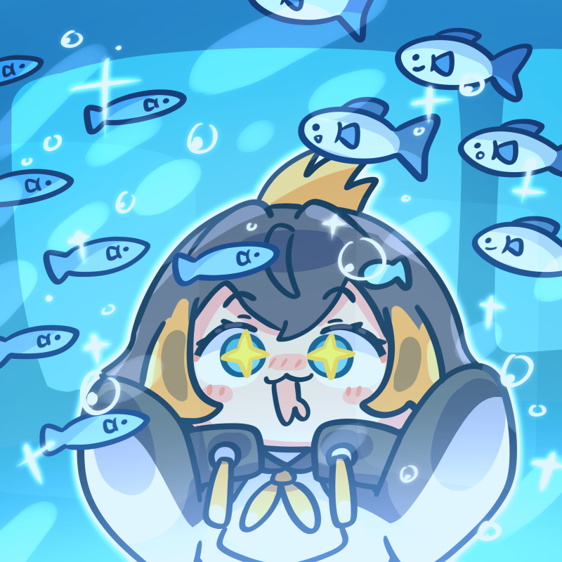 1girl, against_glass, animal, black_hair, blonde_hair, blue_eyes, chibi, drawstring