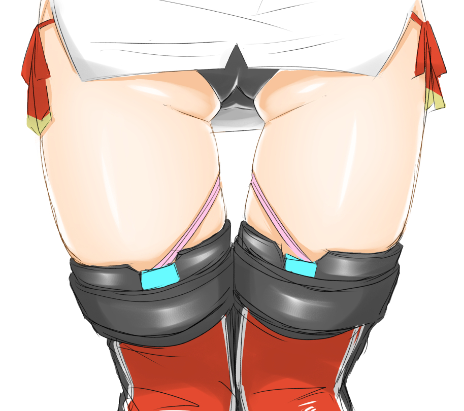 1girl, ass, cameltoe, head_out_of_frame, legs, lower_body, matoi_(pso2), nemuri_oto_yume, panties, phantasy_star, phantasy_star_online_2, sega, shiny_skin, skindentation, solo, thigh_focus, thigh_gap, thighhighs, thighs, underwear, upskirt, view_between_legs