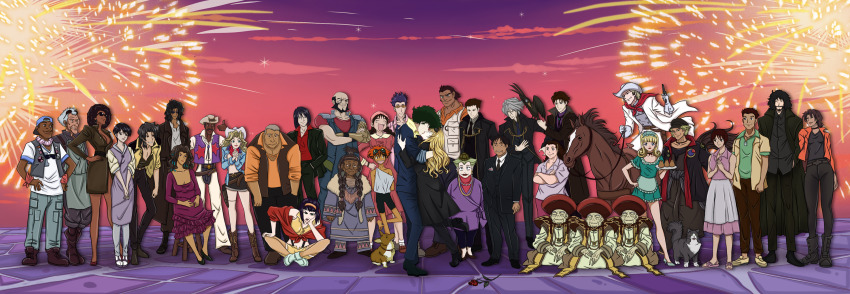 6+boys, 6+girls, andy_von_de_oniyate, asimov_solensan, couple, cowboy_bebop, edward_wong_hau_pepelu_tivrusky_iv, ein_(cowboy_bebop)