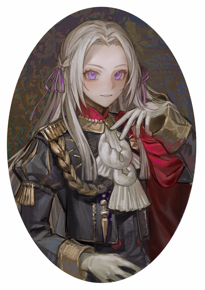 1girl, blush, breasts, cape, closed_mouth, edelgard_von_hresvelg, fire_emblem, fire_emblem:_three_houses