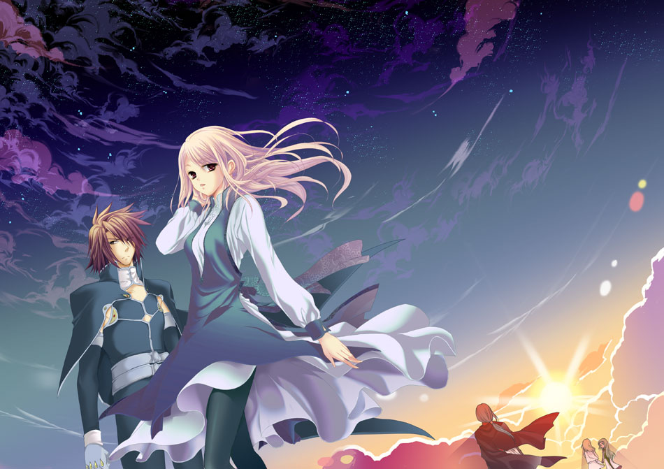 00s, anna_irving, blonde_hair, brown_eyes, brown_hair, couple, dress, kratos_aurion