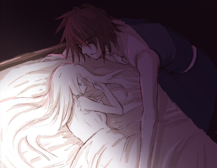 00s, anna_irving, bed, brown_hair, couple, closed_eyes, kratos_aurion, long_hair, short_hair, sleeping, tales_of_(series), tales_of_symphonia