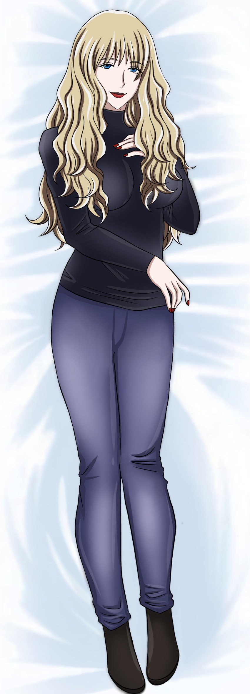 1girl, absurdres, blonde_hair, blue_eyes, cowboy_bebop, curls, dakimakura_(medium), dakimakura_(object)