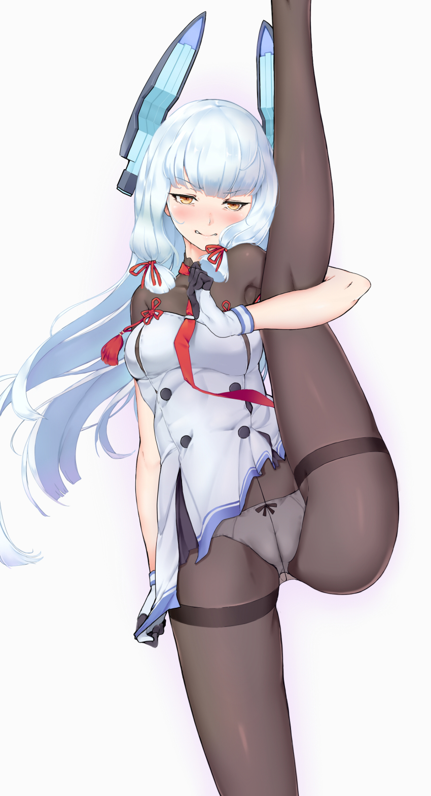 1girl, absurdres, black_pantyhose, blush, breasts, highres, kantai_collection, linnkou