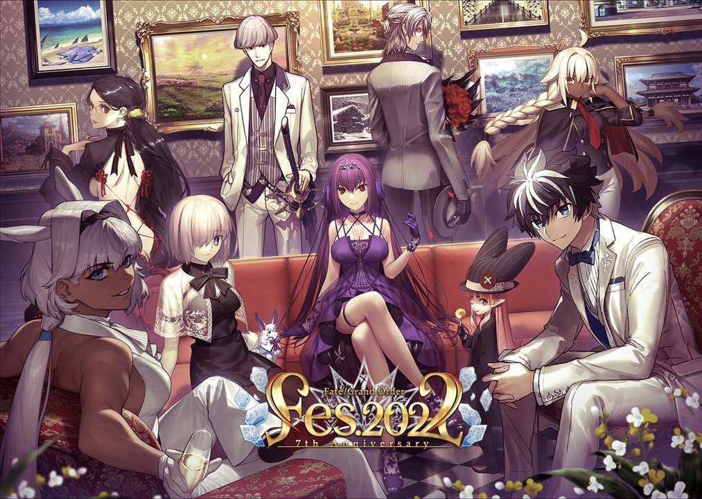 2022, 3boys, 6+girls, ahoge, alternate_costume, alternate_hairstyle, animal_ears, antonio_salieri_(fate)