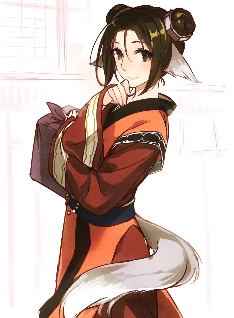 10setuka, 1girl, ainu_clothes, animal_ears, aquaplus, blush, breasts, brown_eyes