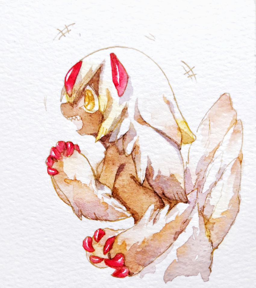 +++, 1girl, absurdres, animal_ears, blonde_hair, brown_eyes, chinese_commentary, claws