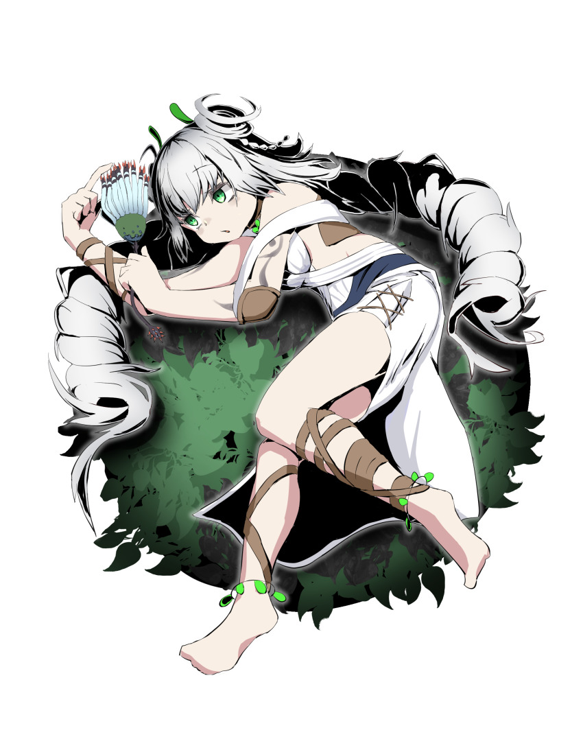 1girl, 1other, absurdres, barefoot, dress, drill_hair, duel_monster, highres