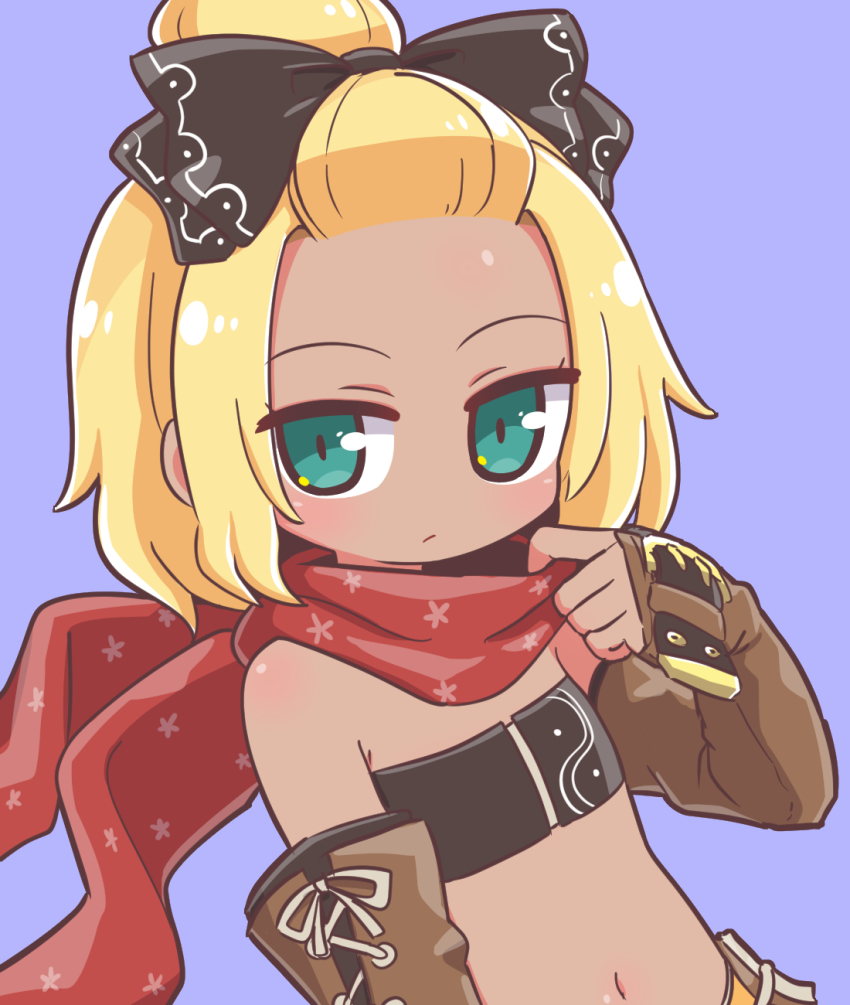 1girl, 7th_dragon, 7th_dragon_(series), :/, aqua_eyes, arm_warmers, bandeau, bare_shoulders