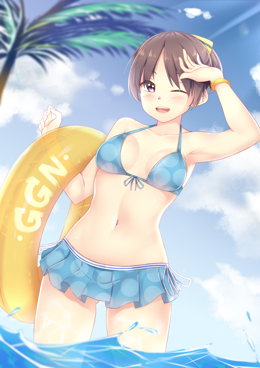 absurdres, bikini, blue_bikini, breasts, brown_hair, go!_go!_nippon!, go!_go!_nippon!_2015, go!_go!_nippon!_live_with_you!