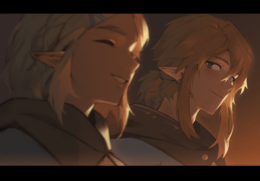 1boy, 1girl, blonde_hair, blue_eyes, blurry, blurry_foreground, blush, braid