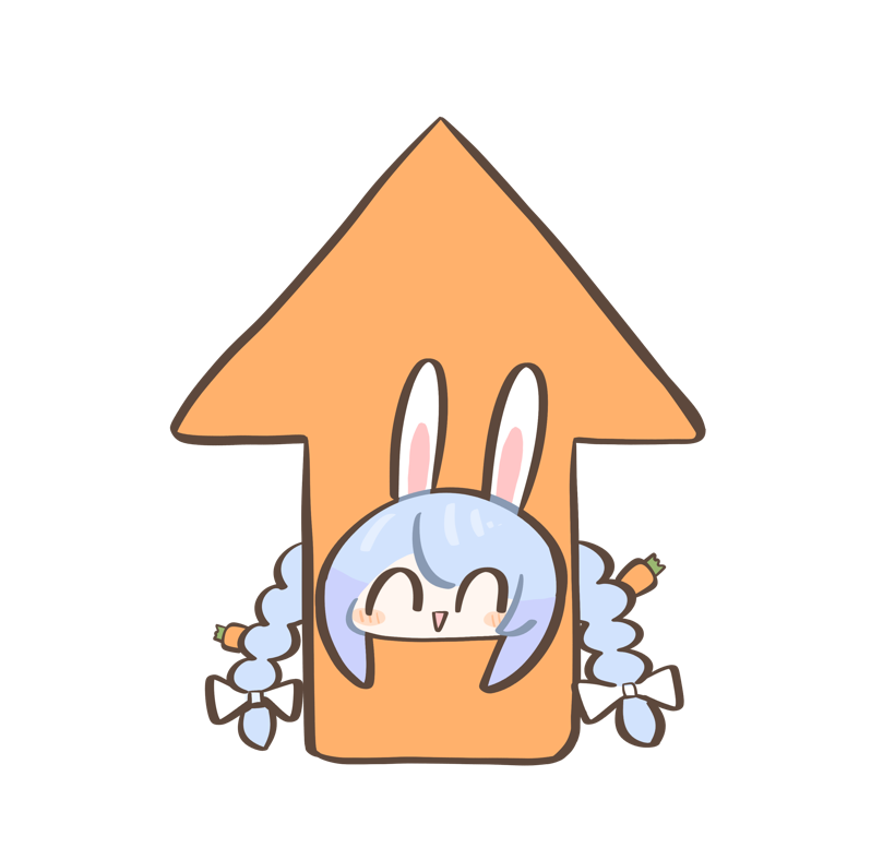 1girl, ^_^, animal_ears, arrow_(symbol), blue_hair, blush_stickers, braid, chibi