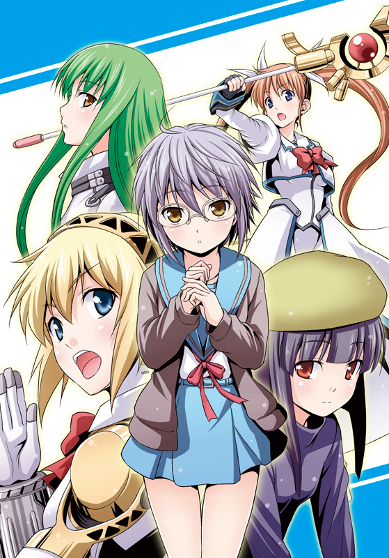 00s, 10s, 5girls, aigis_(persona), atlus, beret, c.c., code_geass