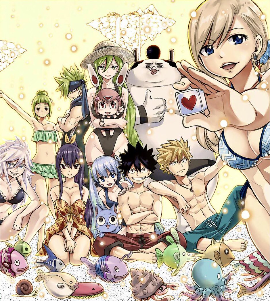 3boys, 3others, 6+girls, bikini, black_hair, blonde_hair, blue_eyes, breasts