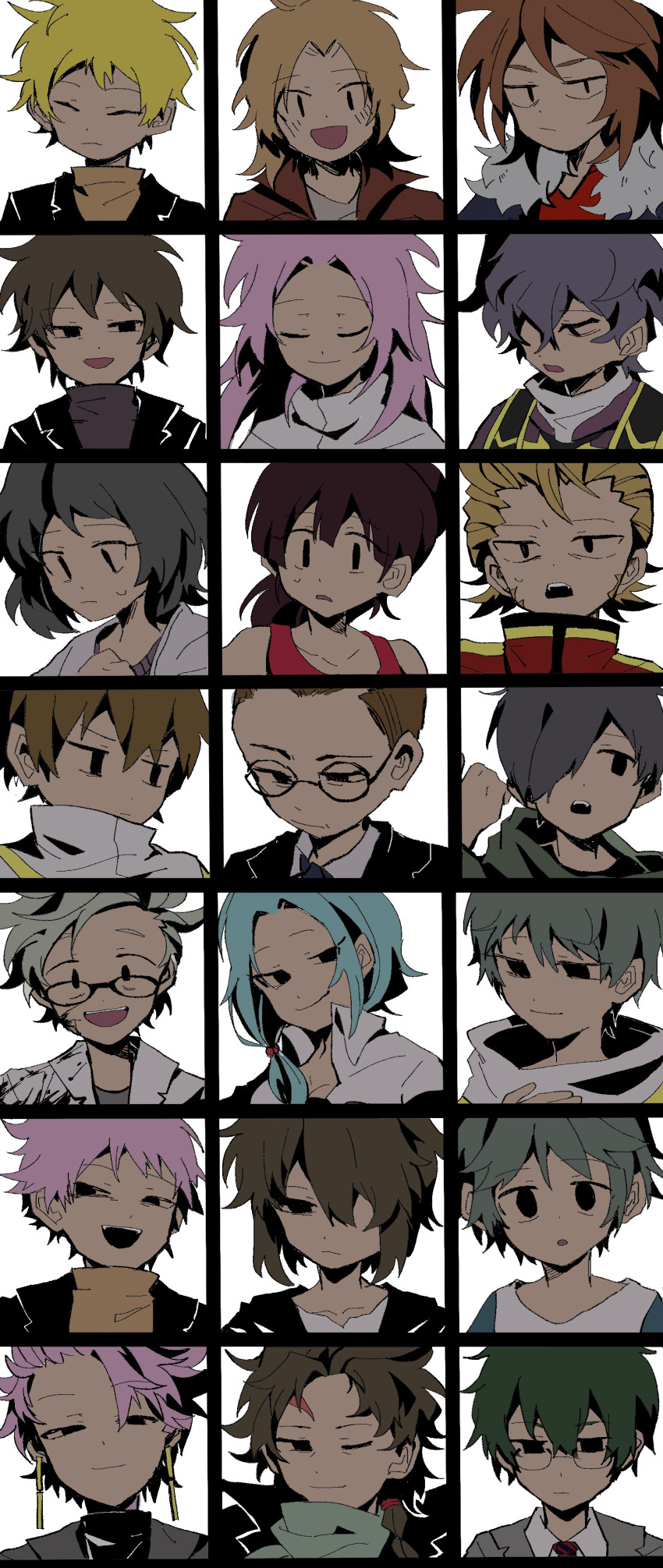 4girls, 6+boys, :/, absurdres, aiba_ibuki, atou_haruki, black_jacket, black_stole