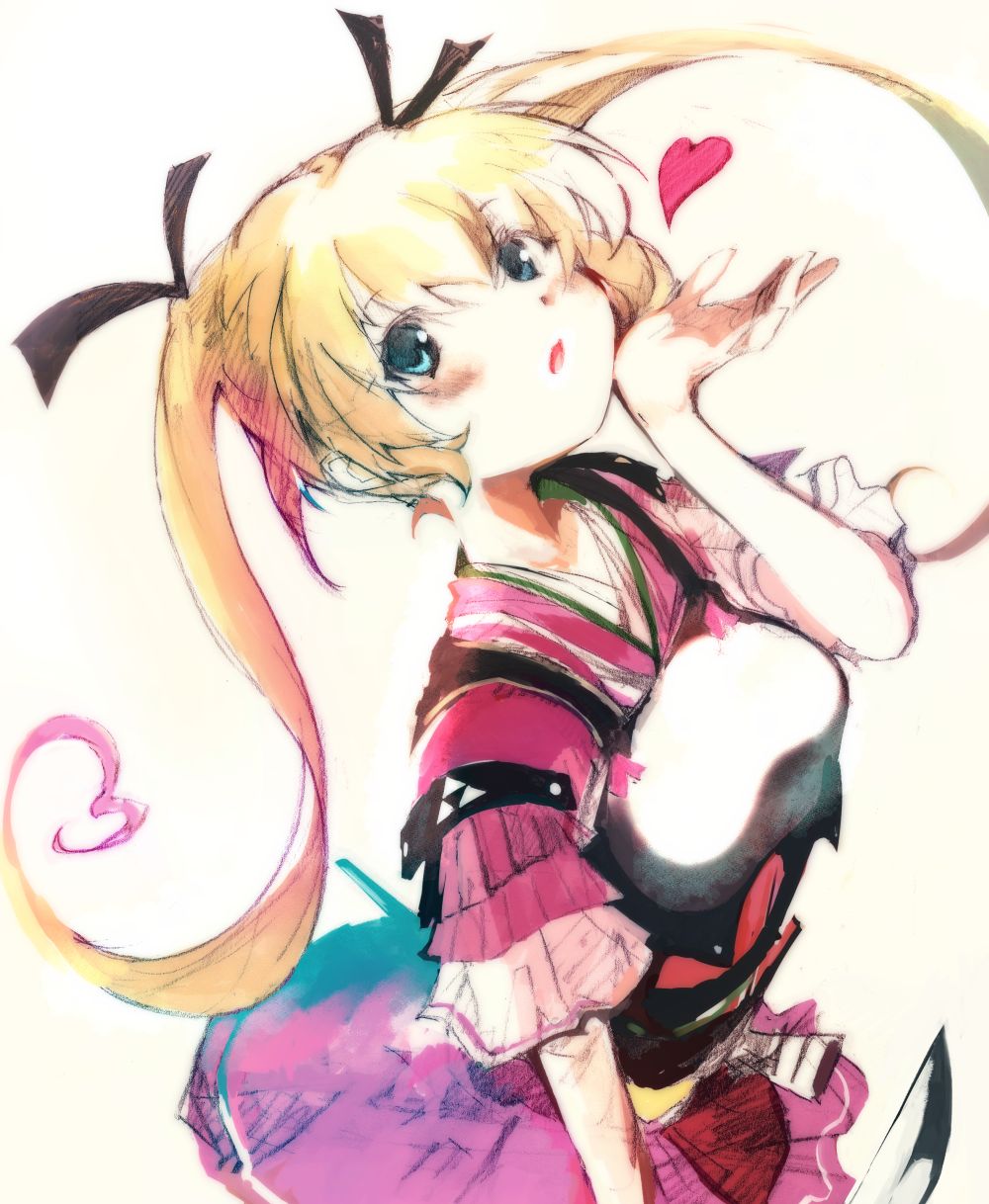 1girl, armor, blonde_hair, blowing_kiss, blue_eyes, character_request, heart, highres