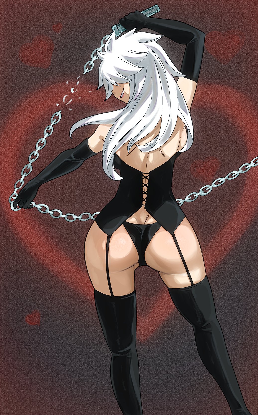1girl, ass, back, breasts, colorized, dominatrix, eden's_zero, highres